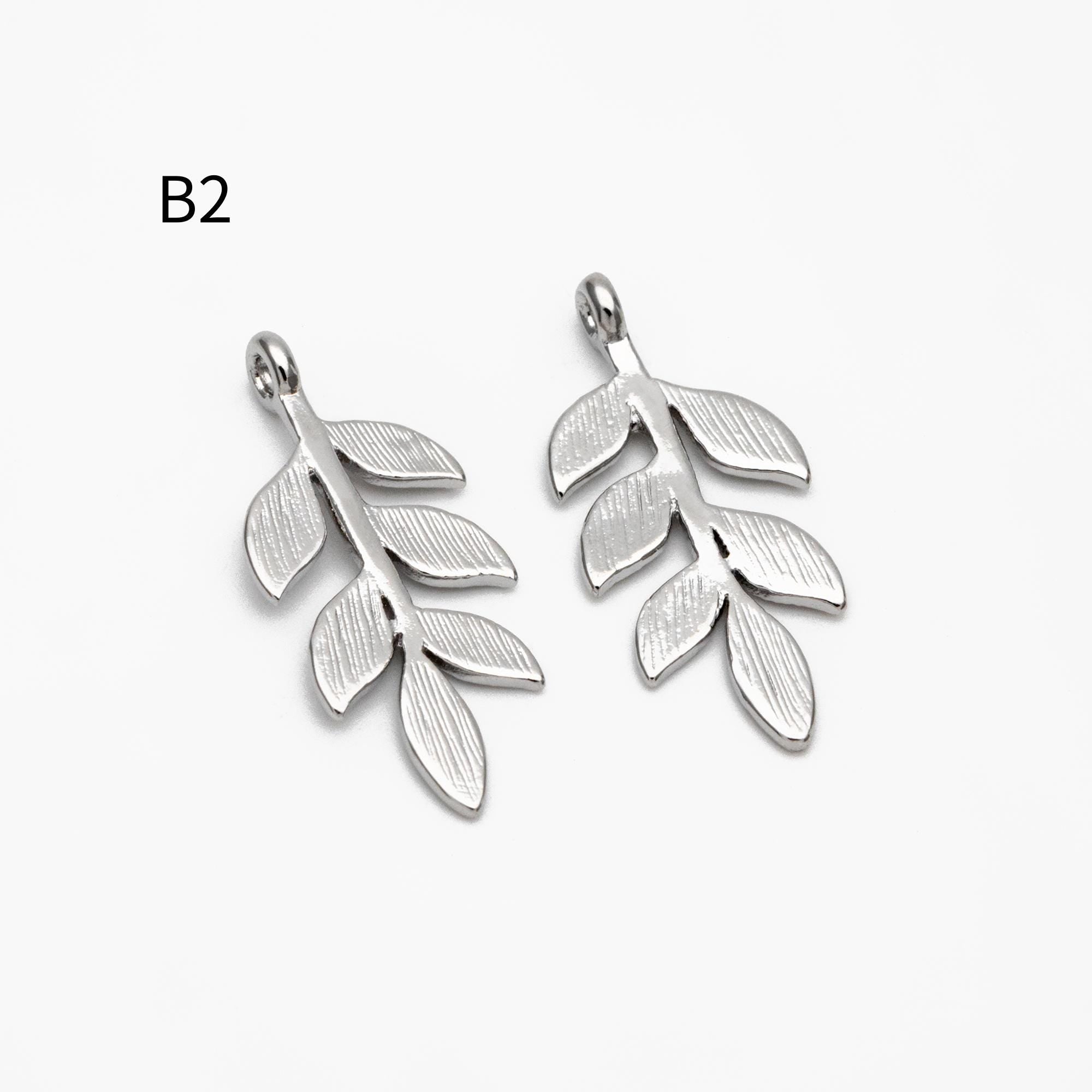 10pcs Gold/ Silver Tone Leaf Charms, Real Gold/ Rhodium plated Brass, Leaf Earring Pendants (GB-214)